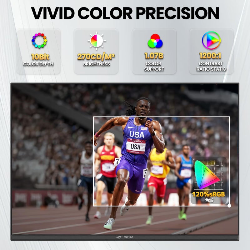 CRUA 28'' Monitor, 4K UHD+(3840Ã—2560P)IPS 60Hz Computer Monitors, 15:10 Aspect Ratio, 10Bit Color, Built-in Speakers, Ultra-Clear PC Display Support HDMI 2.0 & DP1.4, Type-C Port, Wall Mountableâ€“Black - Image 3