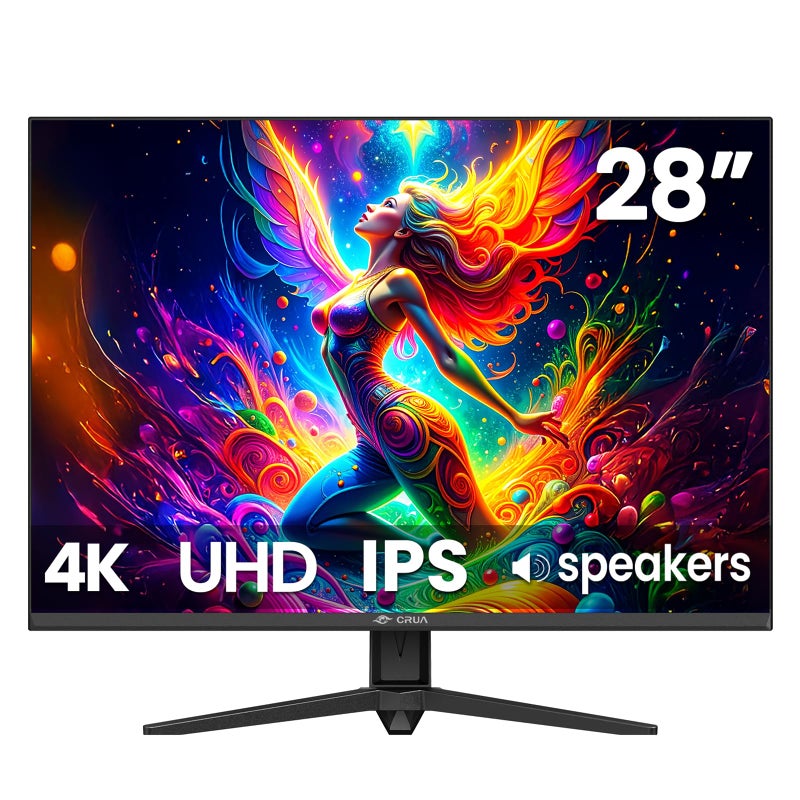 CRUA 28'' Monitor, 4K UHD+(3840Ã—2560P)IPS 60Hz Computer Monitors, 15:10 Aspect Ratio, 10Bit Color, Built-in Speakers, Ultra-Clear PC Display Support HDMI 2.0 & DP1.4, Type-C Port, Wall Mountableâ€“Black - Image 1