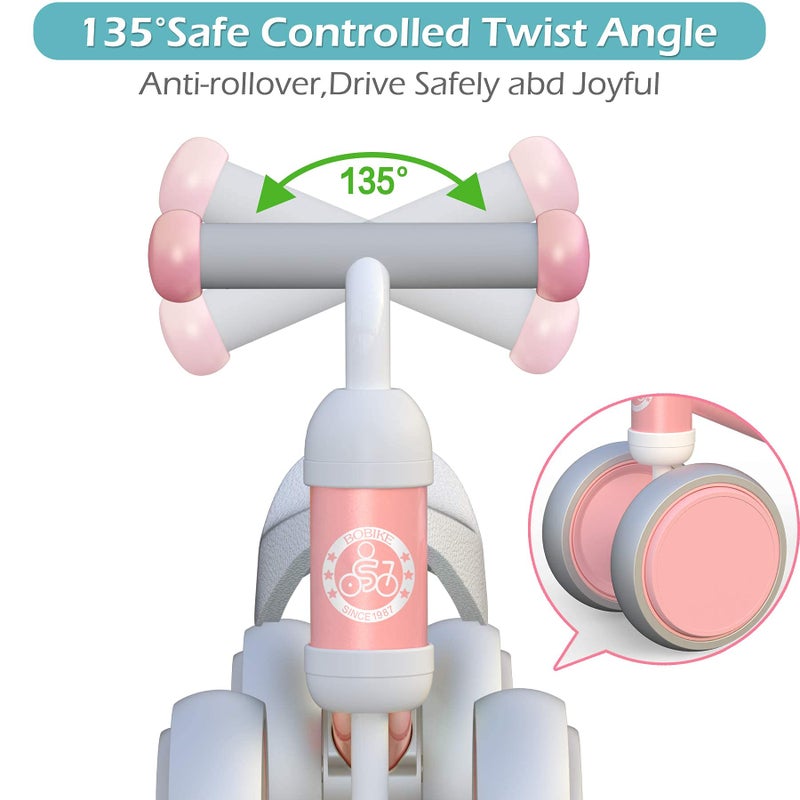 Bobike Baby Balance Bike Toys for 12-36 Months Kids Toy Boy Girls Gifts Toddler Best First Birthday Gift Children Walker No Pedal Infant 4 Wheels Bicycle (Pink) - Image 5