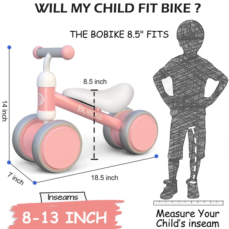 Bobike Baby Balance Bike Toys for 12-36 Months Kids Toy Boy Girls Gifts Toddler Best First Birthday Gift Children Walker No Pedal Infant 4 Wheels Bicycle (Pink) - Image 2