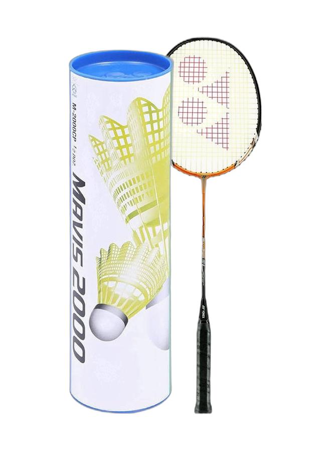Yonex Muscle Power 2 Orange Strung Badminton Racquet + Mavis 2000 Blue Cap Medium Badminton Shuttlecock 6 Pack, Yellow Pack  - Image 1