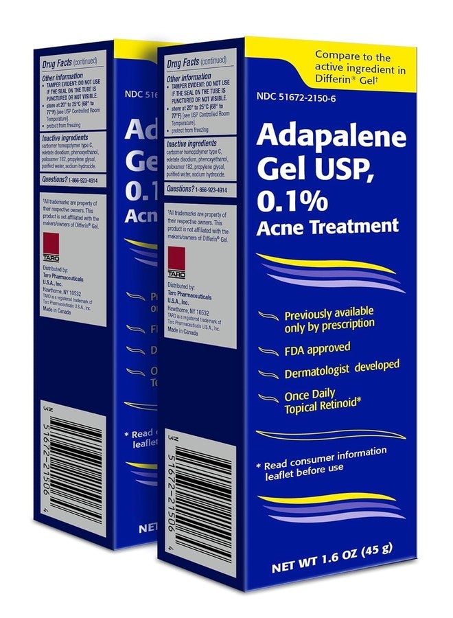 Taro Adapalene 0.1% USP Gel, Paraben Free, Retinoid Acne-Prone Facial Treatment for Sensitive Skin, Prescription Strenght (3.2) - Image 1