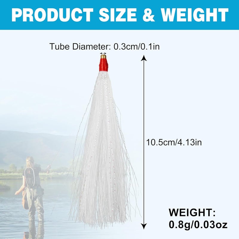SILANON Fishing Bucktail Teasers Saltwater,12pcs Copper Tube Bucktail Flash Skirts Kit for Flouder Rig Fishing Teasers Plugs - Image 3