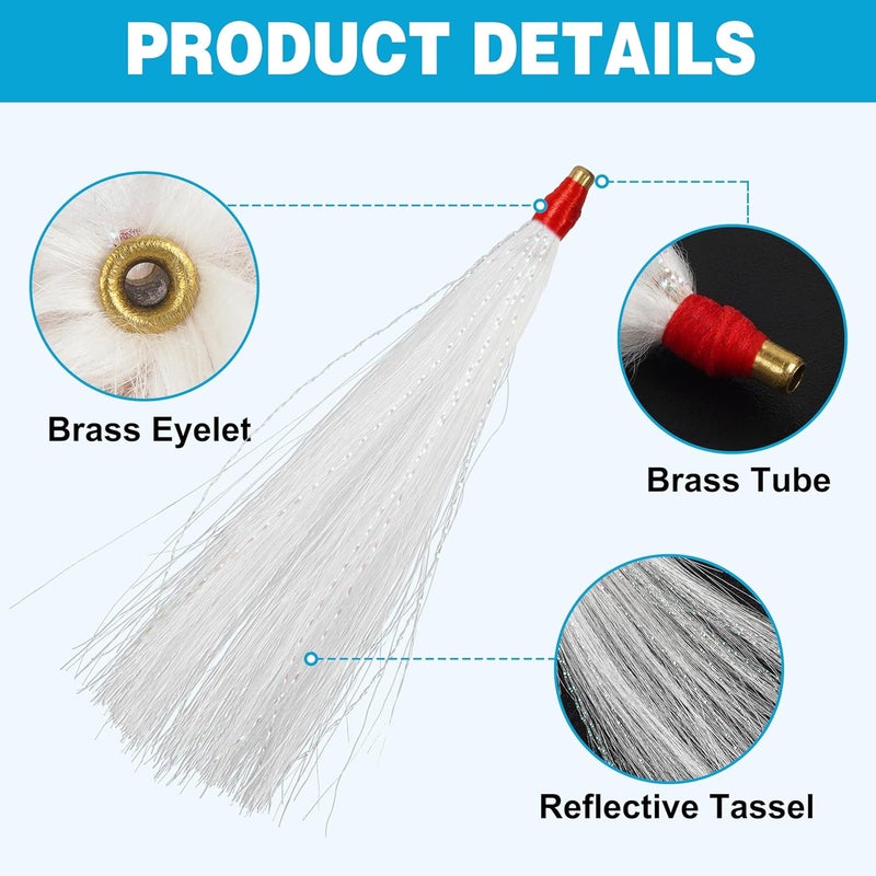SILANON Fishing Bucktail Teasers Saltwater,12pcs Copper Tube Bucktail Flash Skirts Kit for Flouder Rig Fishing Teasers Plugs - Image 2