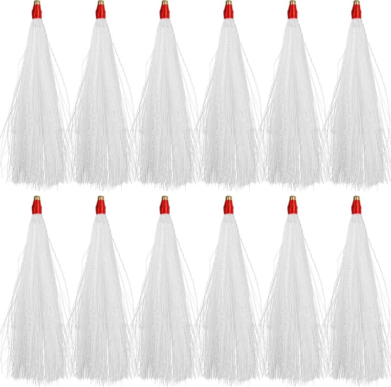 SILANON Fishing Bucktail Teasers Saltwater,12pcs Copper Tube Bucktail Flash Skirts Kit for Flouder Rig Fishing Teasers Plugs - Image 1