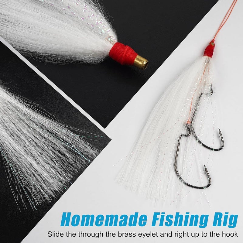 SILANON Fishing Bucktail Teasers Saltwater,12pcs Copper Tube Bucktail Flash Skirts Kit for Flouder Rig Fishing Teasers Plugs - Image 5