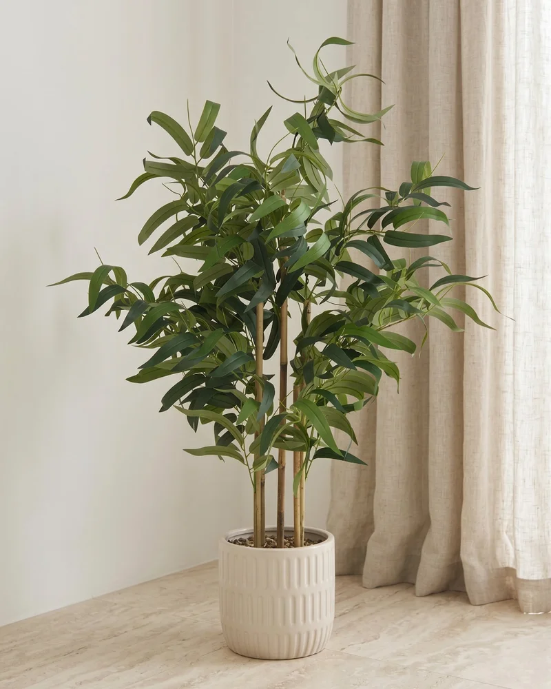 REDTAG White Artificial Bamboo in Ceramic Pot