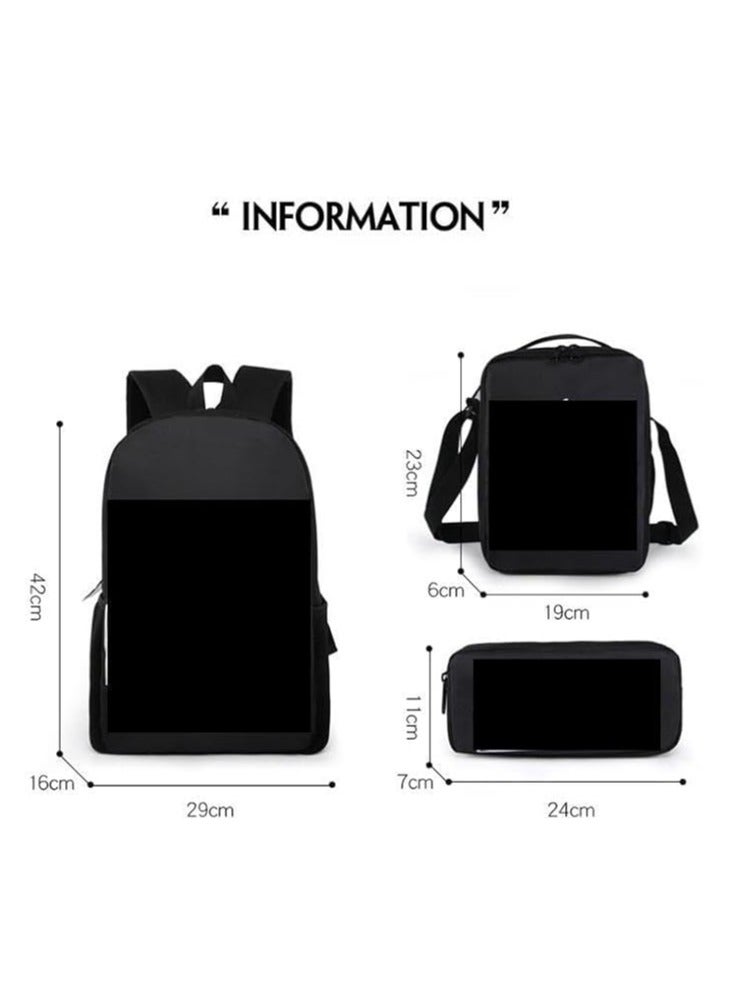 general 3PCS Backpack Set, MESSI Football Backpack, Large Capacity Casual Backpack with Lunch Bag and Pencil Case for Boys and Girls Fans - Image 3
