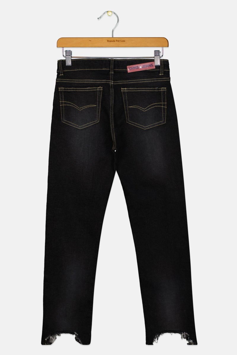 Overkids Kids Girl Washed Stretchable Jeans, Black  - Image 2