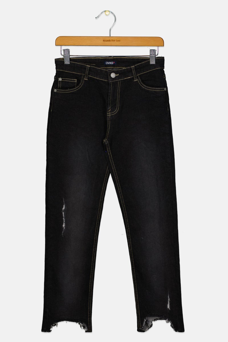 Overkids Kids Girl Washed Stretchable Jeans, Black  - Image 1