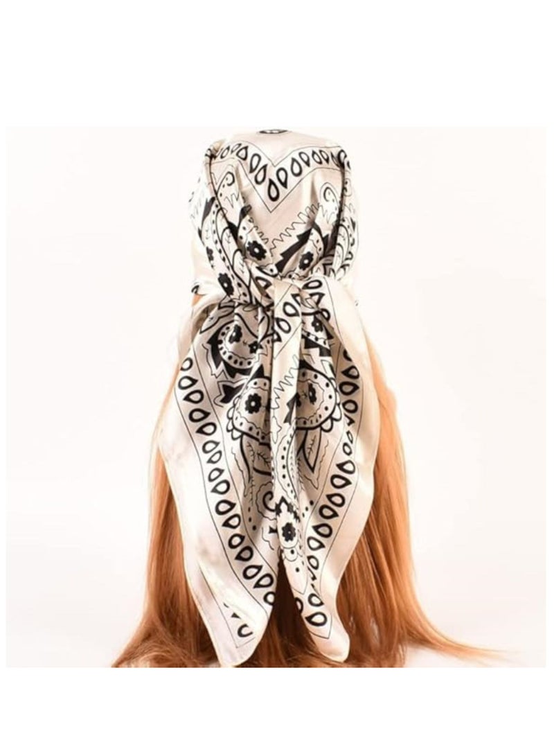 Oasisgalore 4 Pcs 90x90cm Satin Square Scarves, Silk Like Neck Scarf for Women Girl  - Image 4