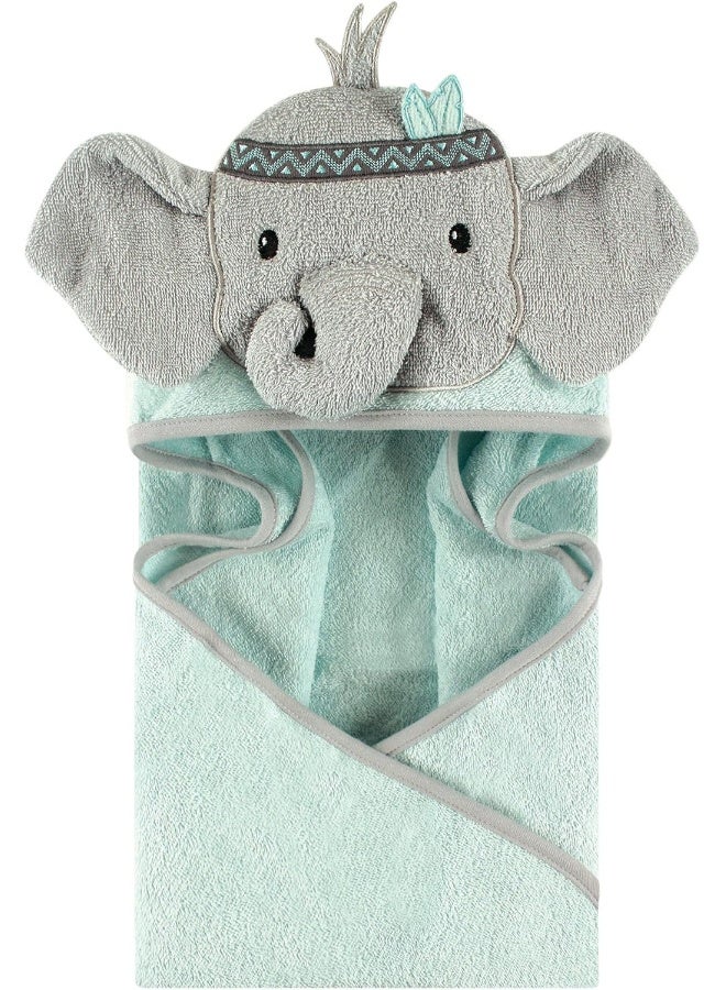 Little Treasure Unisex Baby Cotton Animal Face Hooded Towel, Tribal Elephant, One Size