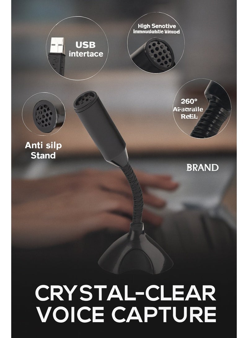 ميكروفون USB—ميكروفون مكثف مثالي لمكالمات الفيديو، تسجيل الصوت، وكفاءة العمل عن بُعد، البث المباشر، البودكاست، الدروس عبر الإنترنت، الألعاب، والهواتف الذكية/الأجهزة اللوحية - Image 3