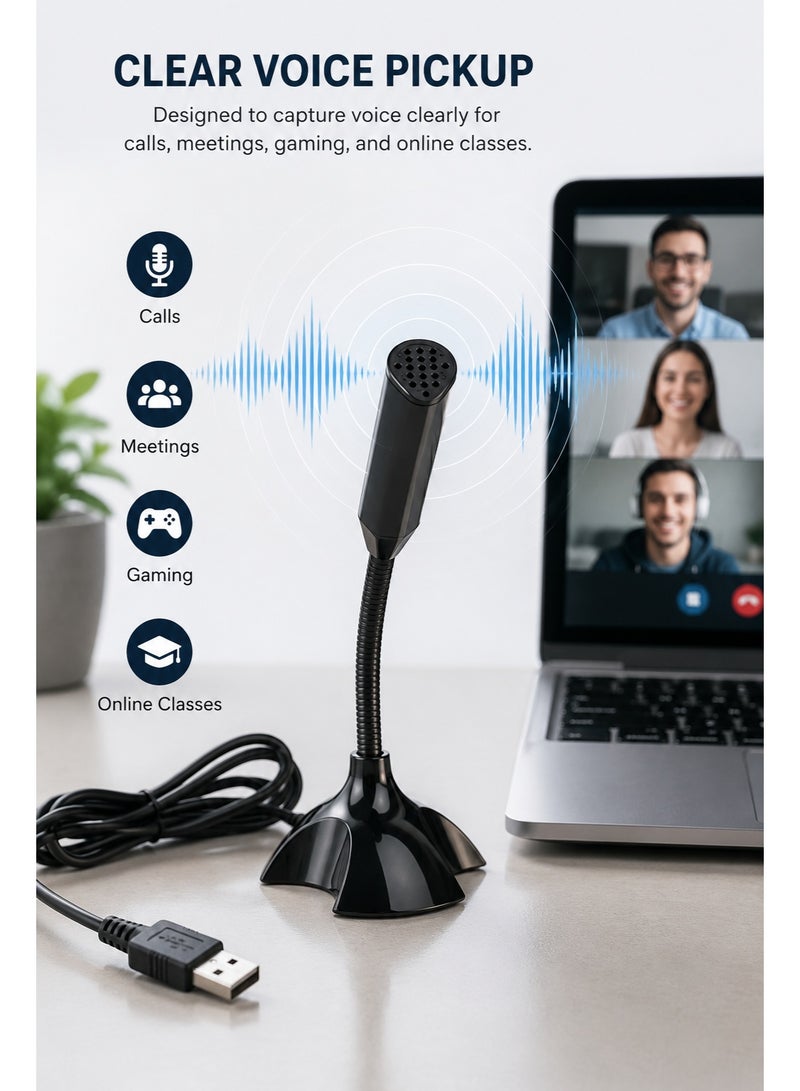 ميكروفون USB—ميكروفون مكثف مثالي لمكالمات الفيديو، تسجيل الصوت، وكفاءة العمل عن بُعد، البث المباشر، البودكاست، الدروس عبر الإنترنت، الألعاب، والهواتف الذكية/الأجهزة اللوحية - Image 3