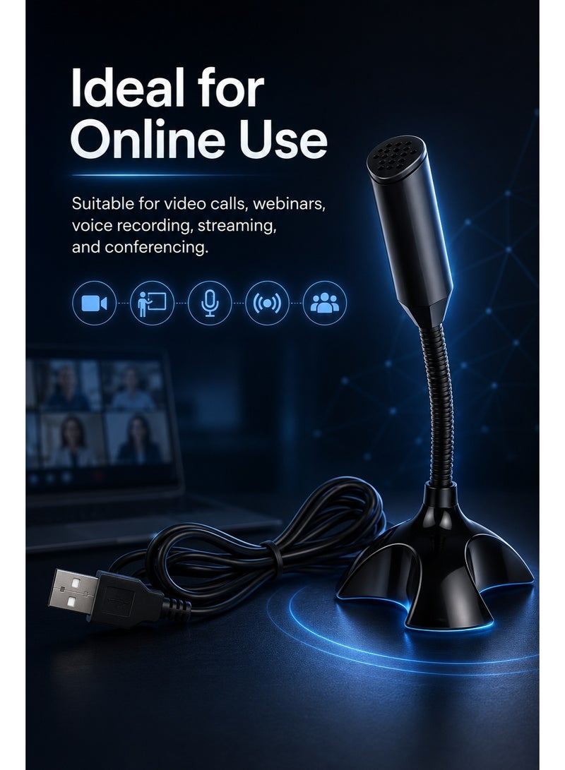 ميكروفون USB—ميكروفون مكثف مثالي لمكالمات الفيديو، تسجيل الصوت، وكفاءة العمل عن بُعد، البث المباشر، البودكاست، الدروس عبر الإنترنت، الألعاب، والهواتف الذكية/الأجهزة اللوحية - Image 4
