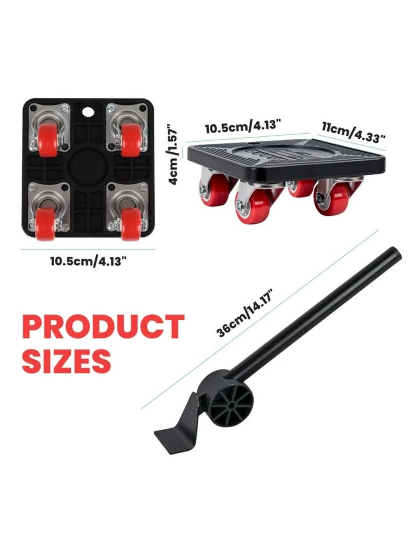 Heavy Duty Furniture Lifter Movers Dolly Wheel Roller Bar Hand Tools Set with 360°Rotation 5 Wheels Small Flat Dolly, 880 Lbs Capacity  - Image 2
