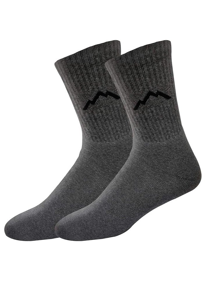 Ranger Ranger Sport Men's Heavy Duty Cotton Crew Athletic Socks (EU 39 - 45, US 7 - 12, Grey)- Pack of 3  - Image 3
