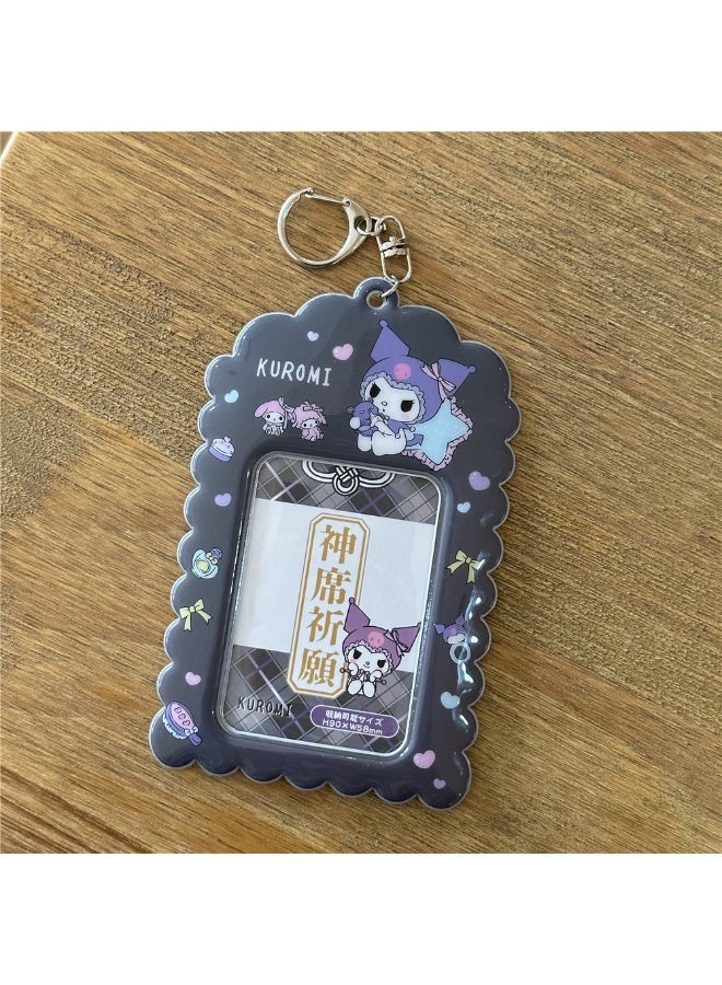 NIBEMINENT 1 - Piece Cute Sanrio Kulomi Prays Kpop Photo Card Holder Pendant Key Chain ID Badge Holder ID Card Holder Photo Card Protector for School ID Office ID Access Card for Women Girls - Image 1