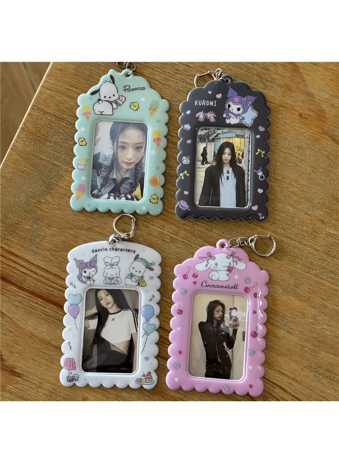 NIBEMINENT 1 - Piece Cute Sanrio Kulomi Prays Kpop Photo Card Holder Pendant Key Chain ID Badge Holder ID Card Holder Photo Card Protector for School ID Office ID Access Card for Women Girls - Image 2