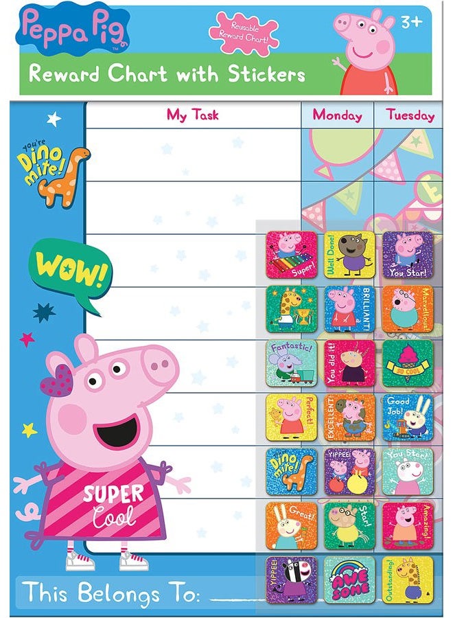 Paper Projects 01.70.30.021 Peppa Pig Everyday Reward Chart and 56 Sparkly Stickers, 29.7cm x 42cm - Image 1