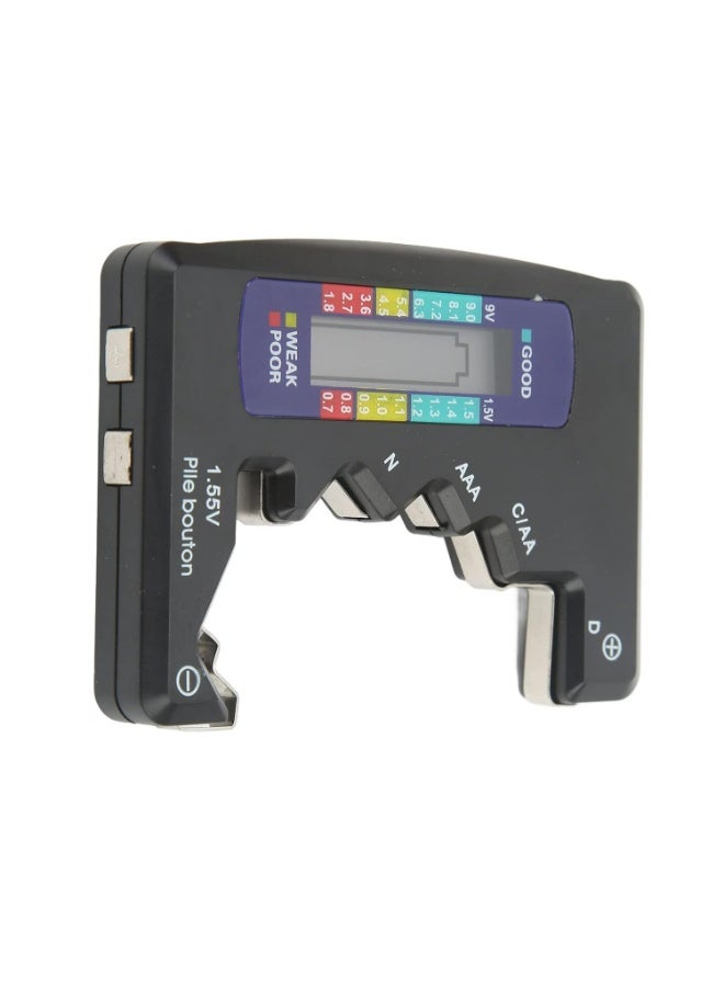 Professional Battery Capacity Tester - Digital LCD Display Analyzer for AA/AAA/C/D/9V & 1.5V Button Cells (Black) - Image 3