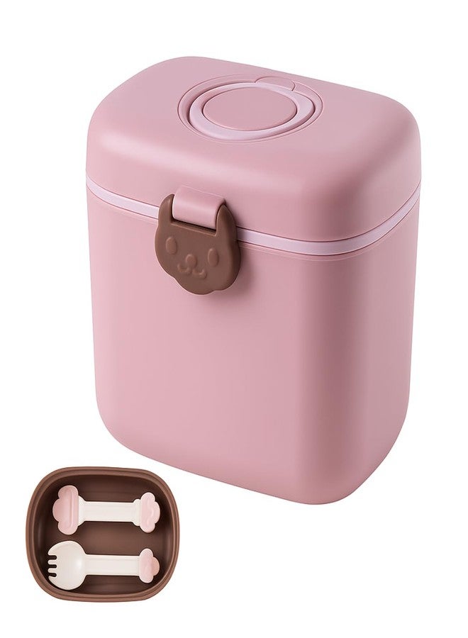 GUCHIGU Silicone Baby Milk Powder Dispenser Box with Scoop, BPA-Free Double Layer Formula Container, Food Grade Snack Storage for Kids & Travel (550gm, PB2253 Pink) - Image 1