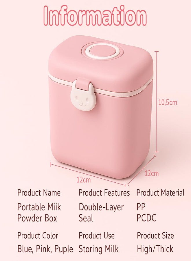 GUCHIGU Silicone Baby Milk Powder Dispenser Box with Scoop, BPA-Free Double Layer Formula Container, Food Grade Snack Storage for Kids & Travel (550gm, PB2253 Pink) - Image 2