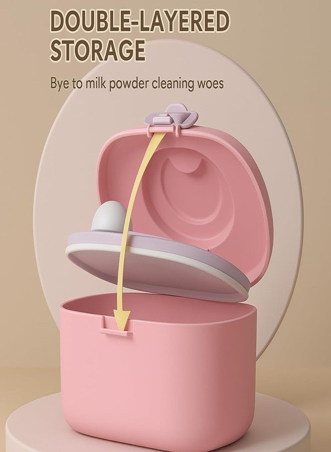 GUCHIGU Silicone Baby Milk Powder Dispenser Box with Scoop, BPA-Free Double Layer Formula Container, Food Grade Snack Storage for Kids & Travel (550gm, PB2253 Pink) - Image 4