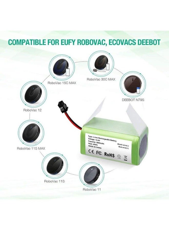 فلوينغ بطارية بديلة بسعة 2800 مللي أمبير/ساعة متوافقة مع Eufy RoboVac و Evovacs Deebot - Image 2