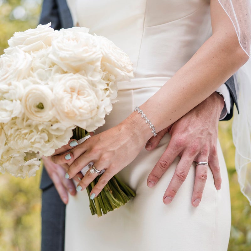 EVER FAITH Wedding Tennis Bracelet for Bride Bridesmaid, White Gold-Plated-Brass Marquise Cubic Zirconia Elegant Bridal Prom Lightweight Bracelets for Women - Image 2