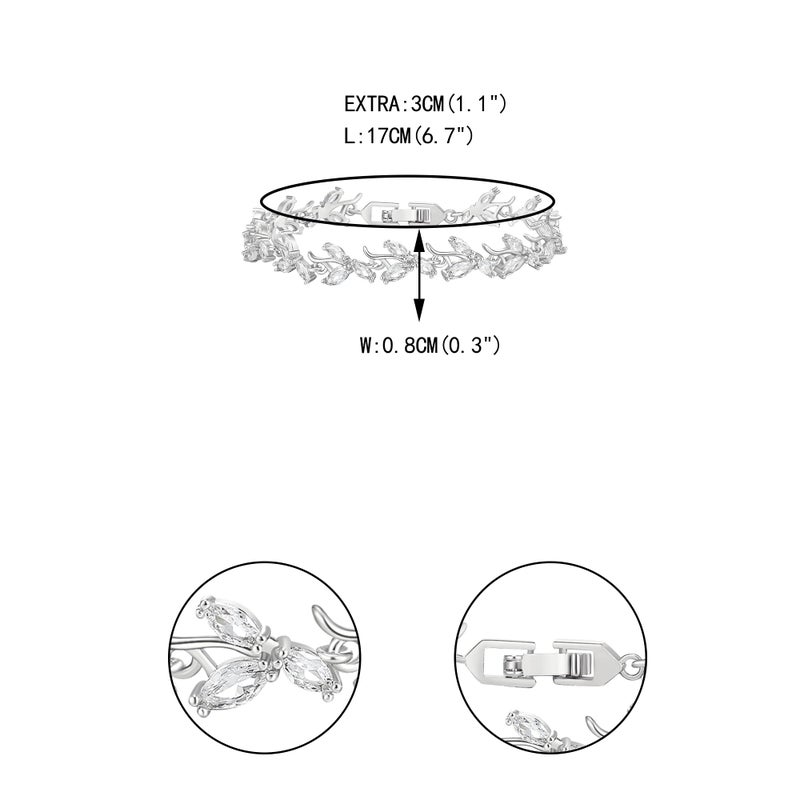 EVER FAITH Wedding Tennis Bracelet for Bride Bridesmaid, White Gold-Plated-Brass Marquise Cubic Zirconia Elegant Bridal Prom Lightweight Bracelets for Women - Image 5