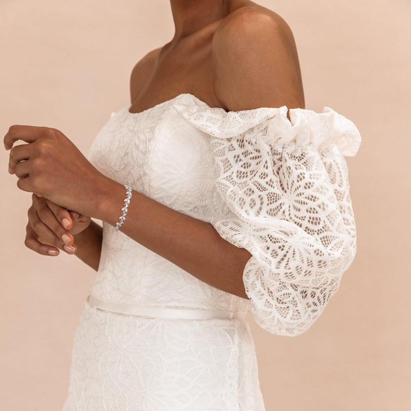 EVER FAITH Wedding Tennis Bracelet for Bride Bridesmaid, White Gold-Plated-Brass Marquise Cubic Zirconia Elegant Bridal Prom Lightweight Bracelets for Women - Image 3