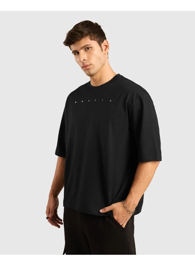 Musclemind Black Men's Oversized Drop Shoulder Graphic Printed T-Shirt for Men | Best Price UAE