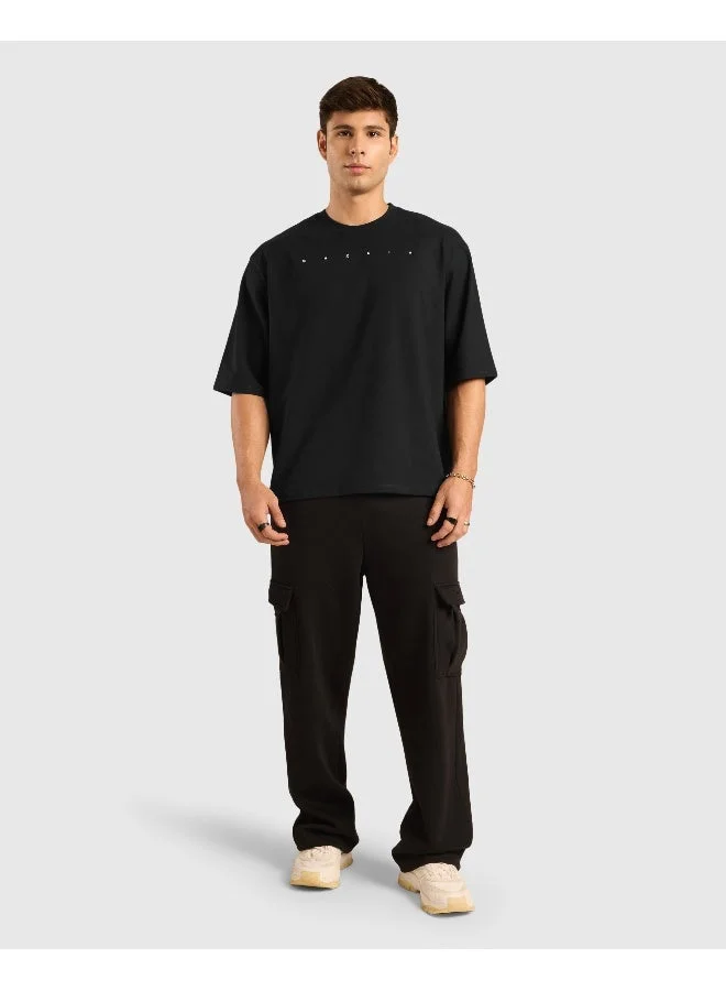 Musclemind Black Men's Oversized Drop Shoulder Graphic Printed T-Shirt for Men | Best Price UAE