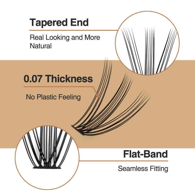 FinyDreamy 20D Lash Clusters, 240pcs Individual Lash Extensions 20D Volume Cluster Lashes, 8-12mm Mix Lengths C Curl 0.07mm Thickness eyelash Individual Cluster Lashes Apply Under your Lashes(8/9/10/11/12mm) - Image 5