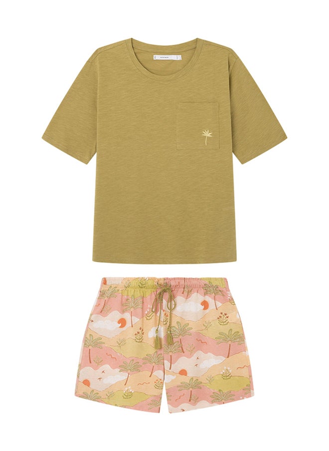 women'secret - short pajamas with landscape print - Image 1
