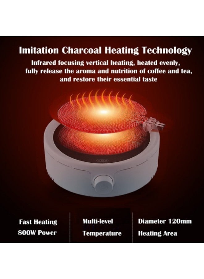 GGEROU Electric Coffee Pot Warmer with 900ml Teapot,Electric Teapot Stove, 800W Electric Ceramic Stove Hot Plate - Image 3