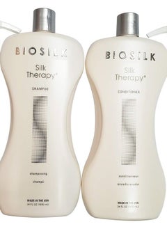 BIOSILK Biosilk Silk Therapy Shampoo and Conditioner 34oz with Two Pumps Bundle  - Image 1