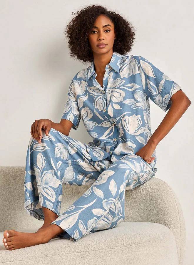 Splash FAV Coord Set with Shirt & Wide Leg Pants