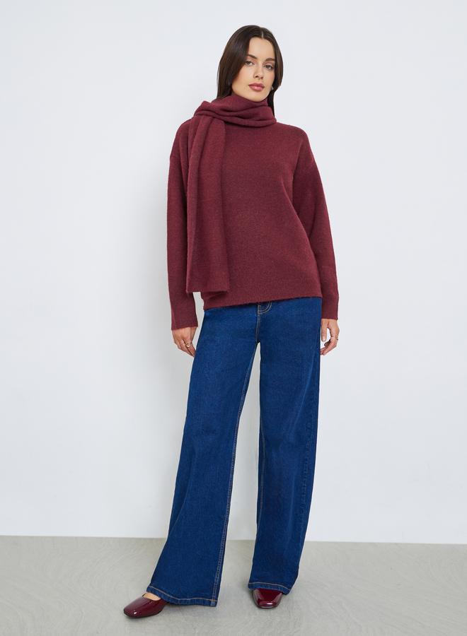 Styli Regular Fit Regular Length Sweater with Scarf - Image 2