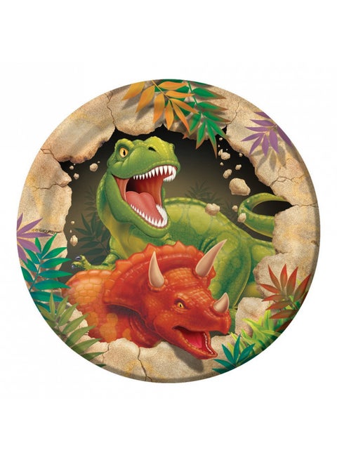 Creative Converting Dinosaur Round Paper Dessert Plates, Dino Blast