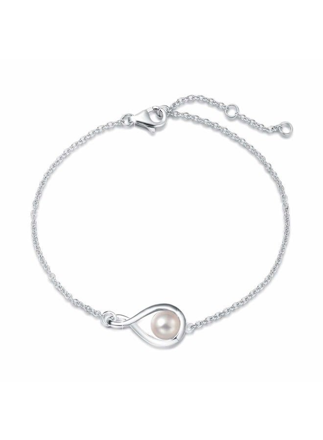 Fancime Love Bracelet 925 Sterling Silver Infinity Birthstone Bracelets for Women Fine Jewelry Birthday Mothers Day Gifts for Her Mom Wife, Chain Length 6.7"+1.2" Extend, Medium, Sterling Silver - Image 1