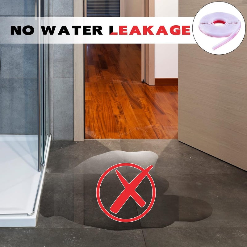 Tondiamo 2 Roll Shower Door Side Seal Strip 1968 Inch Glass Frameless PVC Bulb Shower Door Bottom Adhesive Seal for Gap Edge Trim Gasket Sweep - Image 4