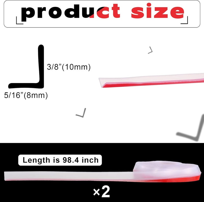 Tondiamo 2 Roll Shower Door Side Seal Strip 1968 Inch Glass Frameless PVC Bulb Shower Door Bottom Adhesive Seal for Gap Edge Trim Gasket Sweep - Image 2