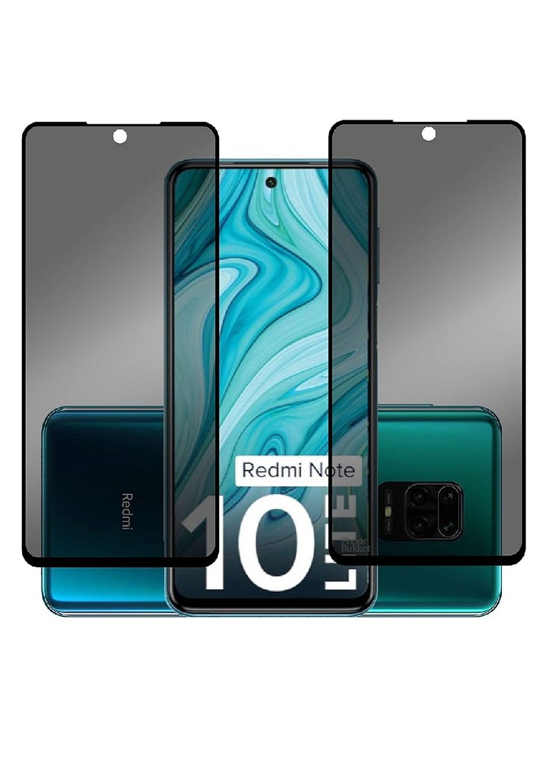 Super 2 Pieces Tempered Glass Screen Protector Anti-Spy Privacy Designed For Xiaomi Redmi Note 10 Lite Full Screen Coverage And Bubble Free - Image 1