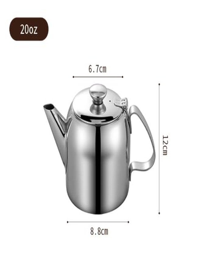 Smowfes Stainless Steel Teapot 0.5L (20oz) - Coffee Pot Teapot Stainless Steel Cold Water Pot Short Water Outlet, Suitable for Dining Room, Meeting Room, Living - Image 2