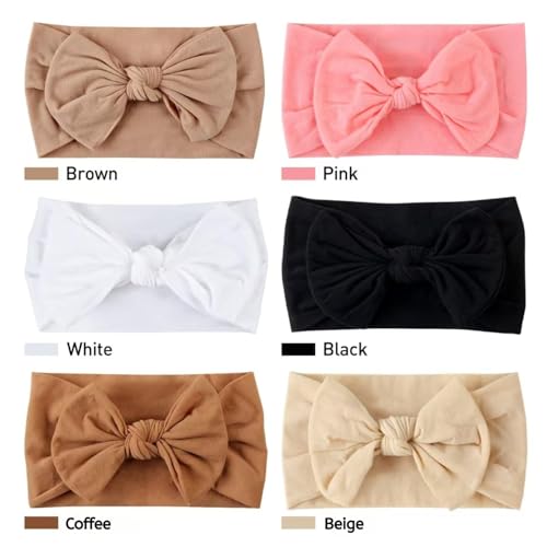Ahamo Baby Hairbands for Girls | Soft Breathable Headband Set (6-Pack) | Hypoallergenic Comfort Fit for Newborn Infant Toddler | Beige, Brown, Pink, White, Black, Coffee Mix - Image 3