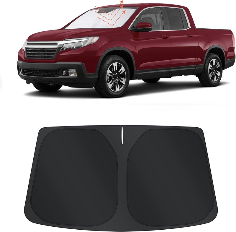 TINGLU Sun Shade for Honda Ridgeline Crew Cab 2017-2024 2025 2026 Accessories Windshield Sun Shade Window Shade UV Rays Protection Sun Visor Cover with Steering Wheel Sunshade Storage Bag Leakproof sealed - Image 1