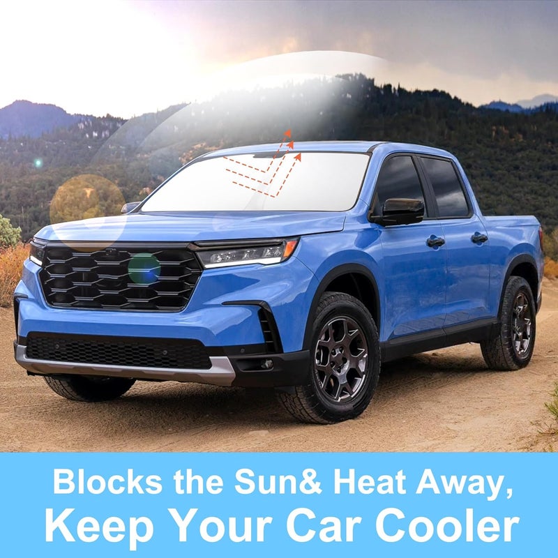 TINGLU Sun Shade for Honda Ridgeline Crew Cab 2017-2024 2025 2026 Accessories Windshield Sun Shade Window Shade UV Rays Protection Sun Visor Cover with Steering Wheel Sunshade Storage Bag Leakproof sealed - Image 5