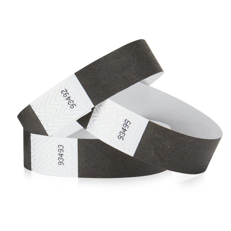 Wristco 500 WristCo Black Tyvek Wristbands for Events - Comfortable Tear Resistant Paper Bracelets ID Wrist Bands for Concerts Festivals Admission Party Identification - Image 1